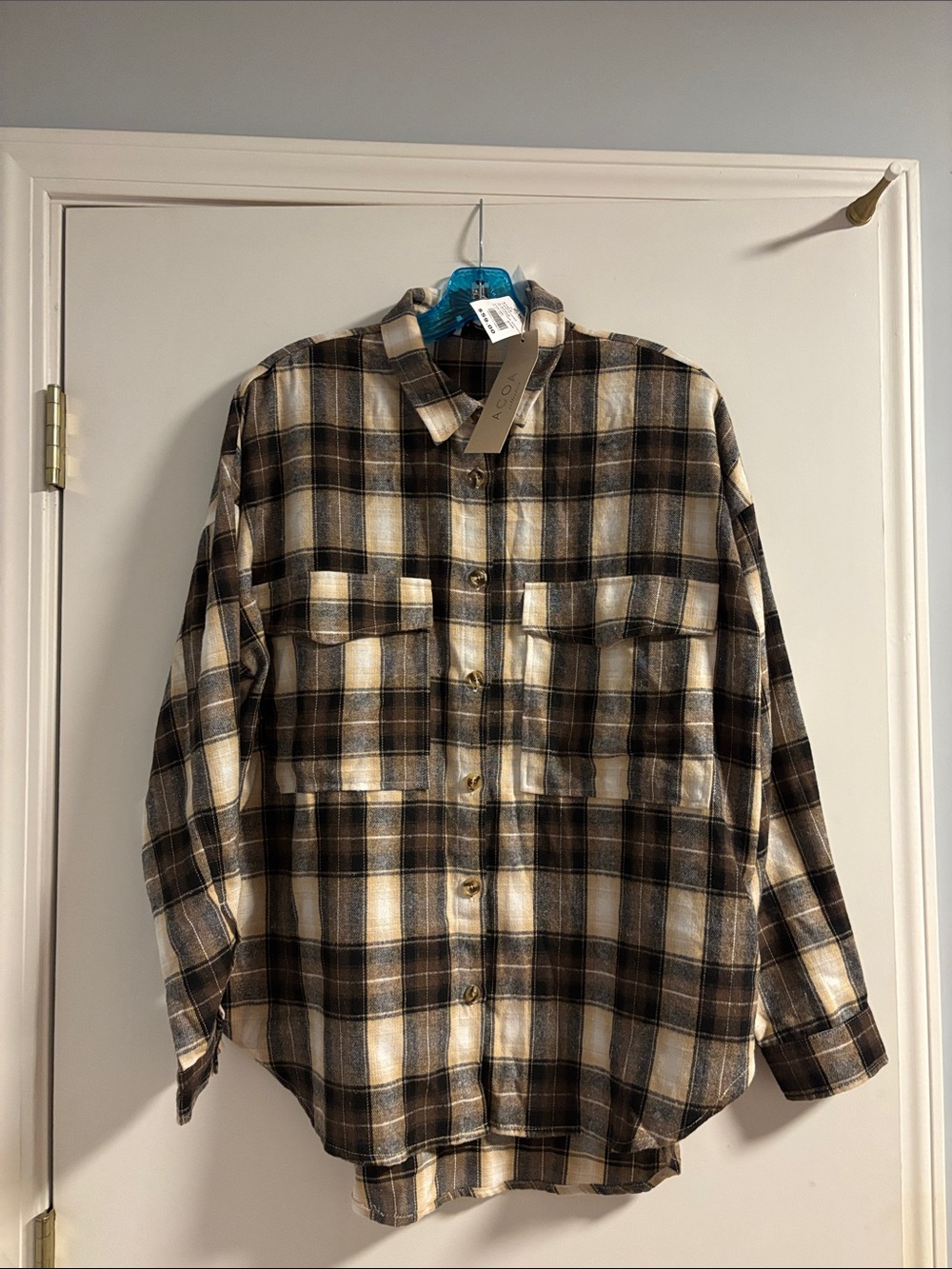 ACOA Collection Plaid Button-Down Shirt - Brown & Cream